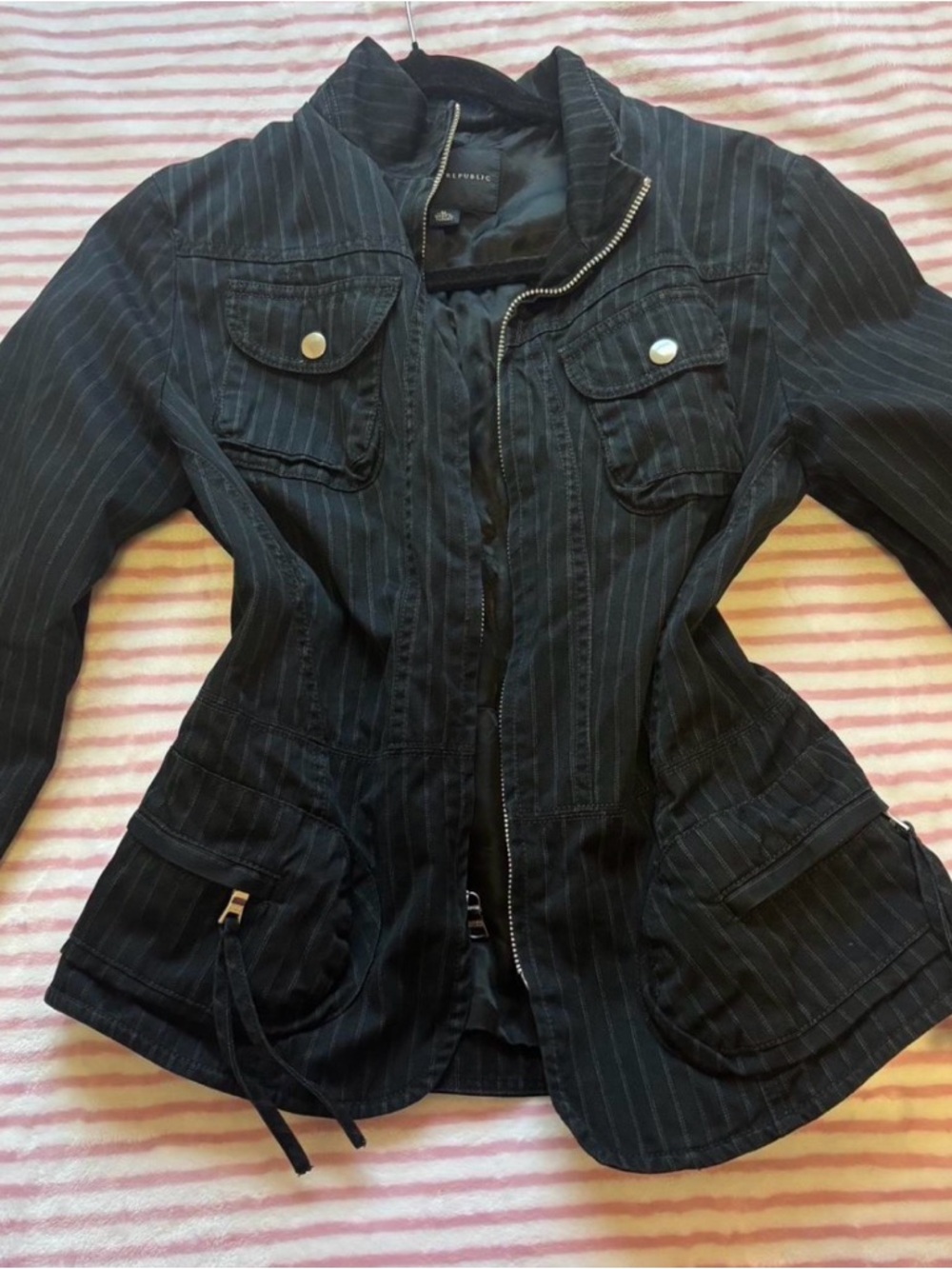 Banana Republic Black Pinstripe Utility Jacket